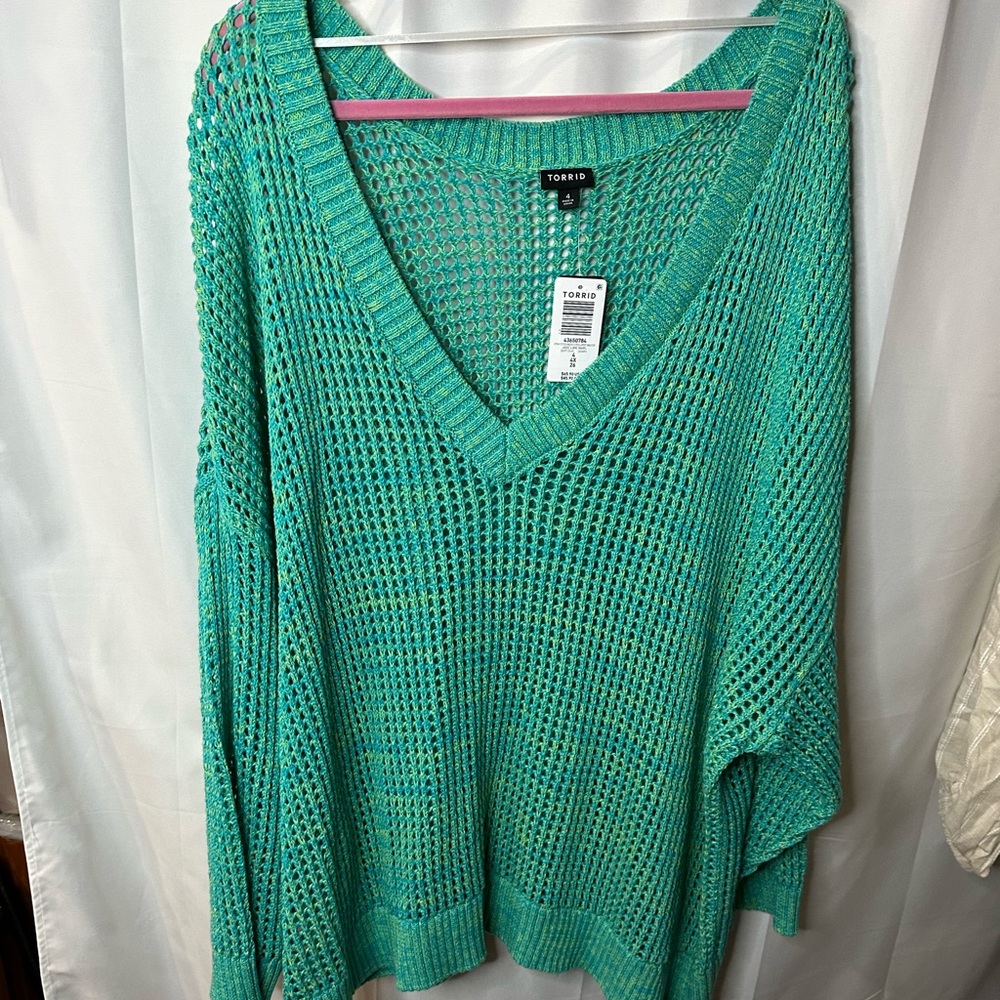 Torrid Teal V-Neck Sweater